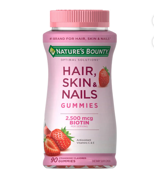 Nature's Bounty Vitaminas para Cabello, Piel y Uñas con Biotina, Gomitas, 90 Uds